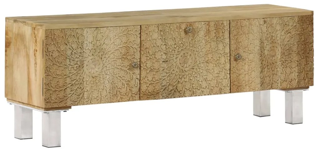 vidaXL Móvel de TV em madeira de mangueira maciça 118x30x45 cm