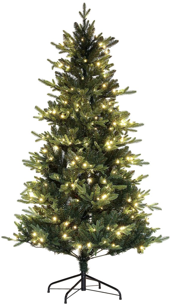 HOMCOM Árvore de Natal 180 cm Árvore de Natal Artificial com 350 Luzes LED 726 Ramos e Suporte de Aço Decoração de Natal  Ø114x180 cm Verde