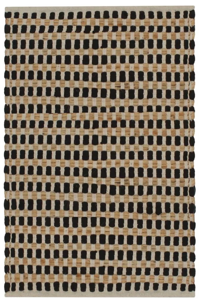 Conjunto de tapetes de WC artesanais juta natural e preto