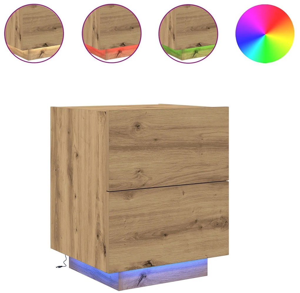 Cristaleira vidaXL com Luzes LED Carvalho Artesanal 45x40x55 cm