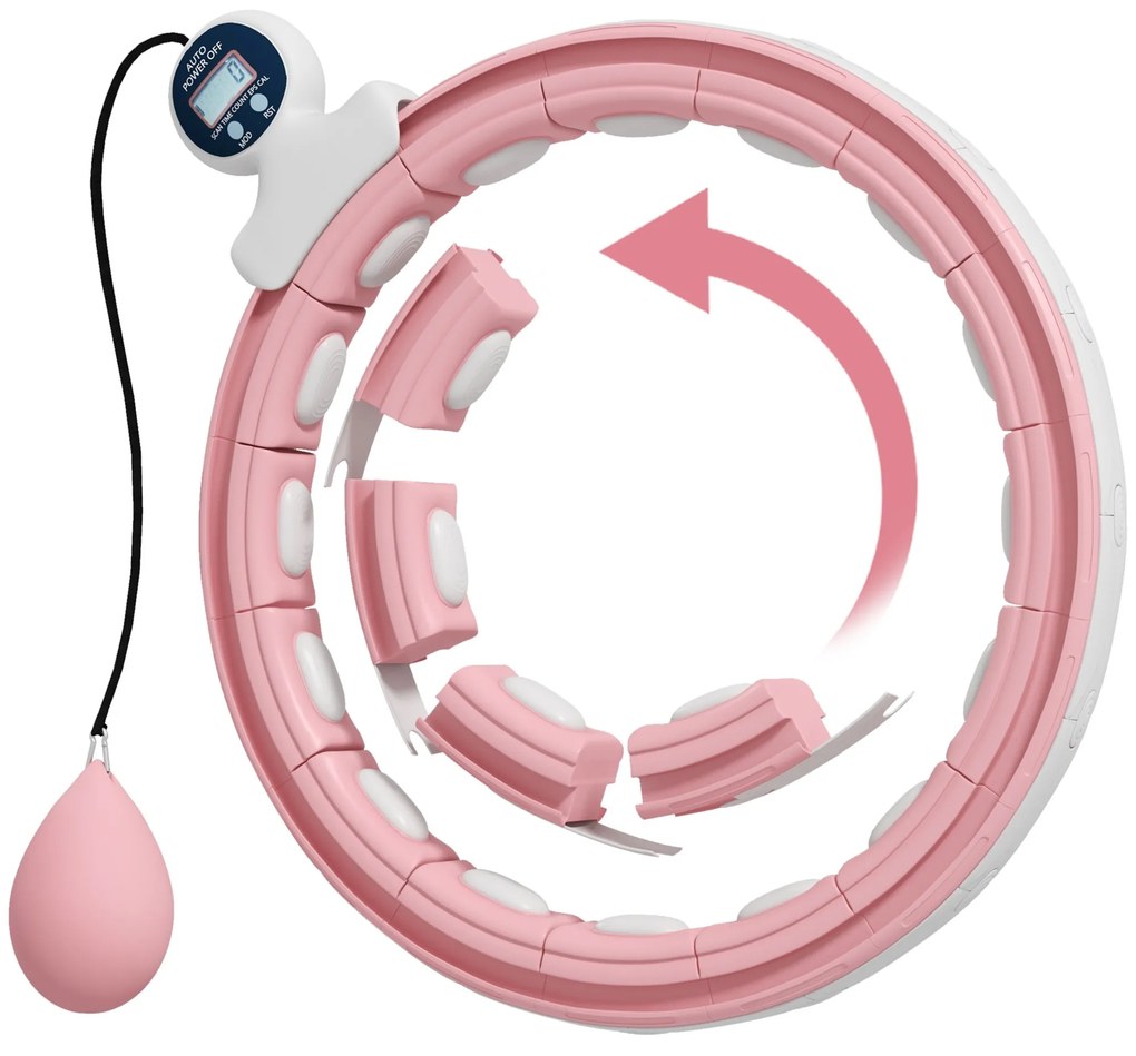 SPORTNOW Hula Hoop Cerceau com Picots de Massagem ajustável de 76 a 113 cm de cintura 16 segmentos removíveis, fitness | Aosom Portugal
