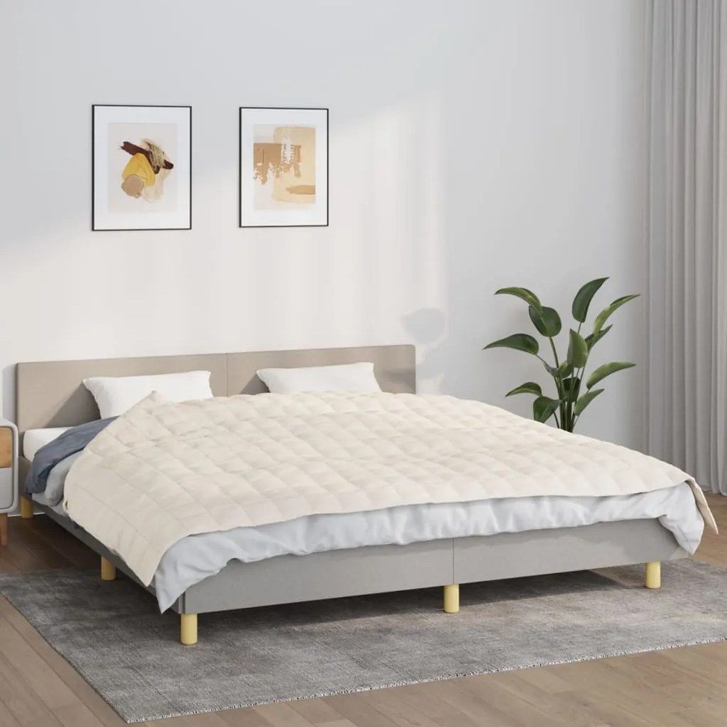 350758 vidaXL Manta pesada 7 kg 155x220 cm tecido creme-claro