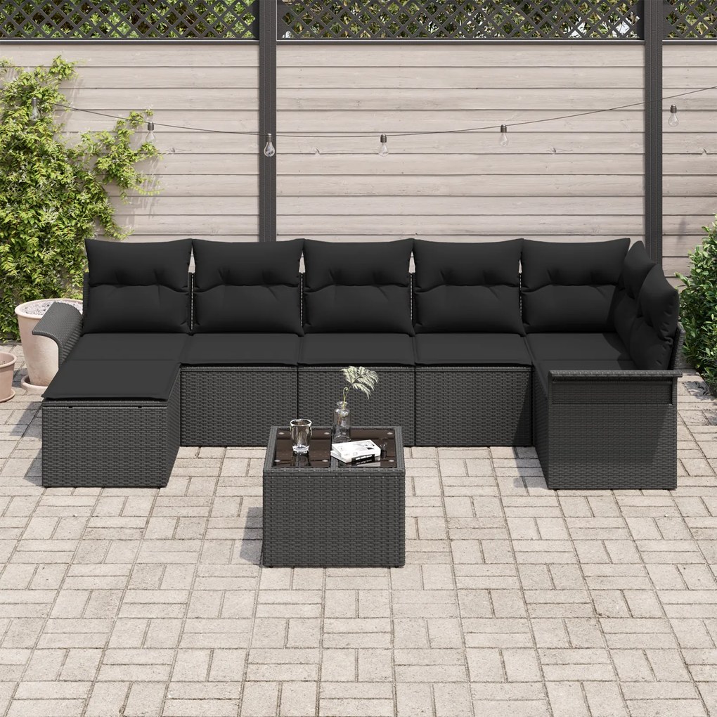 Conjunto de Sofá de Jardim vidaXL com Almofadas Beje Polirattan, Sofá