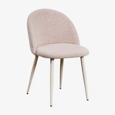 Pack De 2 Cadeiras De Jantar Estofadas E Em Aço Kana Beige Creme & Bouclé Cor-de-rosa & Bouclé - Sklum