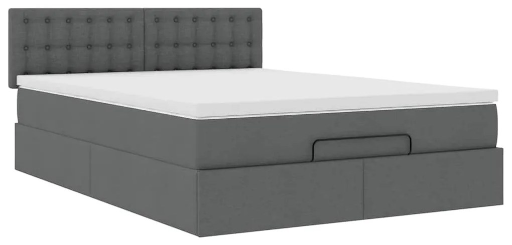 Cama otomana com colchão 140x190 cm tecido cinzento escuro
