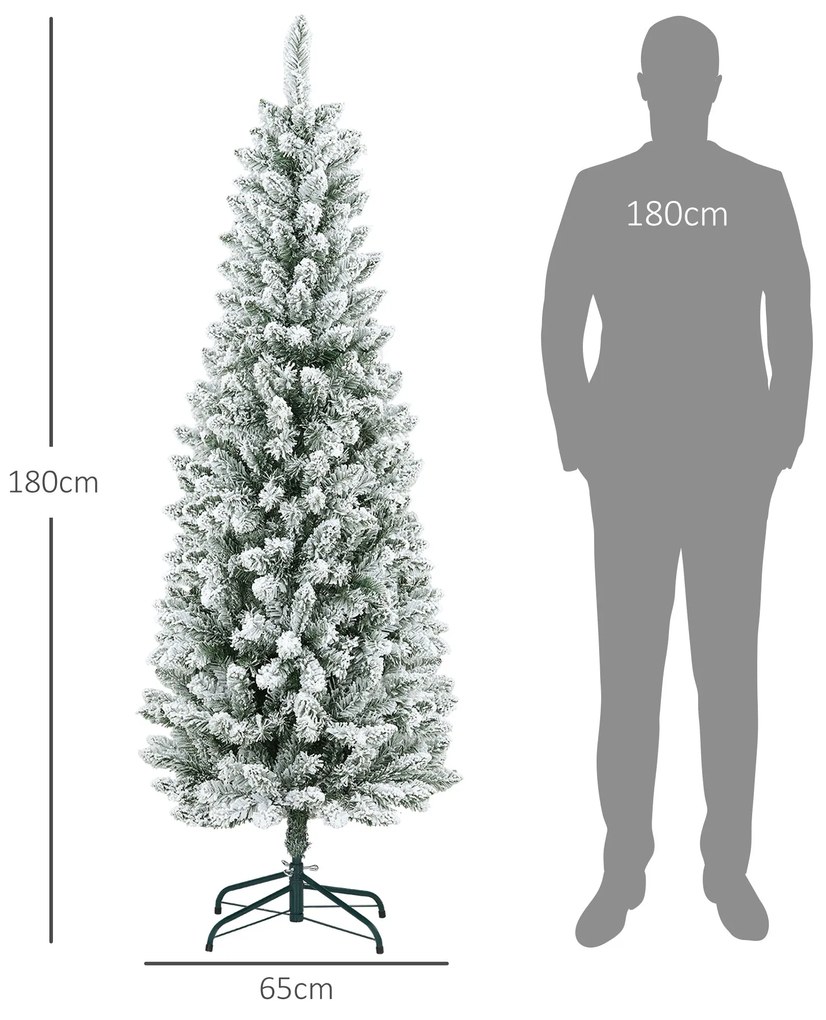 HOMCOM Árvore de Natal 180 cm Árvore de Natal Artificial Coberta de Ne