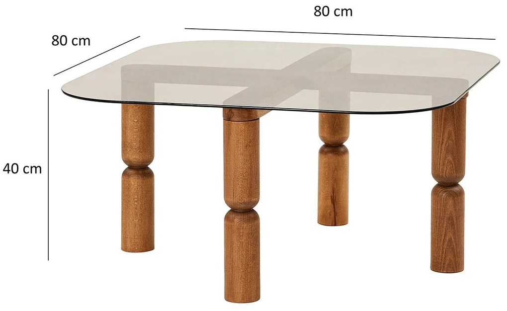 Mesa de Centro Kei – Nogueira – 80 x 40 x 80 cm