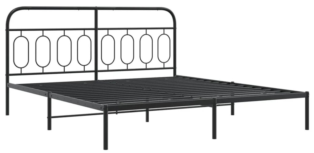 Estrutura de cama com cabeceira e pés 183x213 cm metal preto