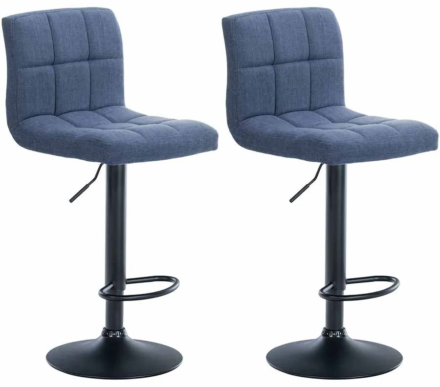 Conjunto de 2 bancos altos em tecido com estrutura preta 94-114 x 46 x 47 cm azul