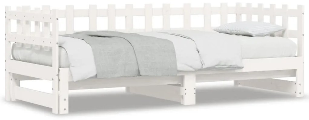 vidaXL Sofá-cama de puxar 2x(90x200) cm pinho maciço branco