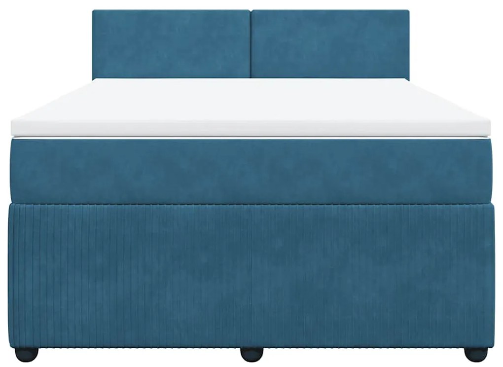 Cama com molas/colchão 140x200 cm veludo azul