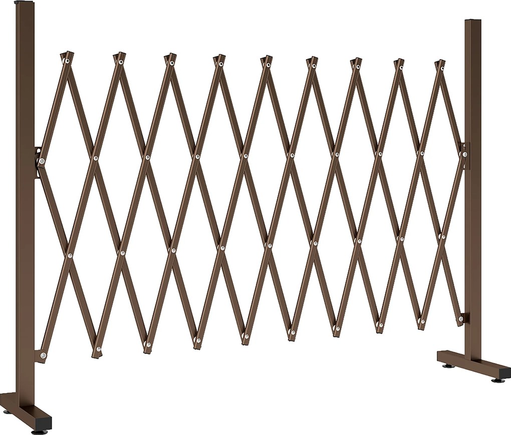 Outsunny Cerca de Jardim em Liga de Alumínio Barreira de Exterior Extensível Cerca de Jardim Metálica 250x31x103,5 cm Marrom | Aosom Portugal