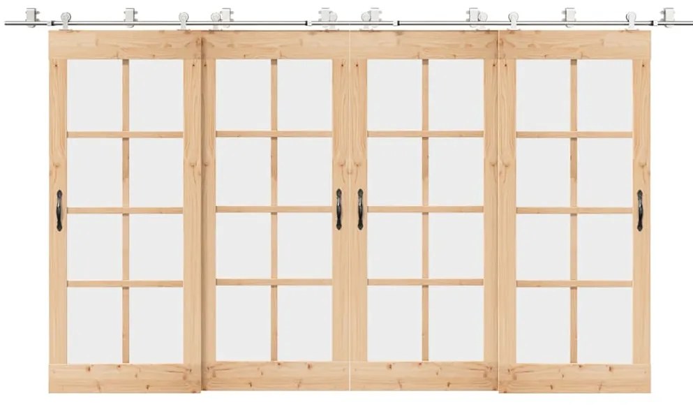 Kit ferragens p/ porta deslizante 400cm aço inoxidável prateado