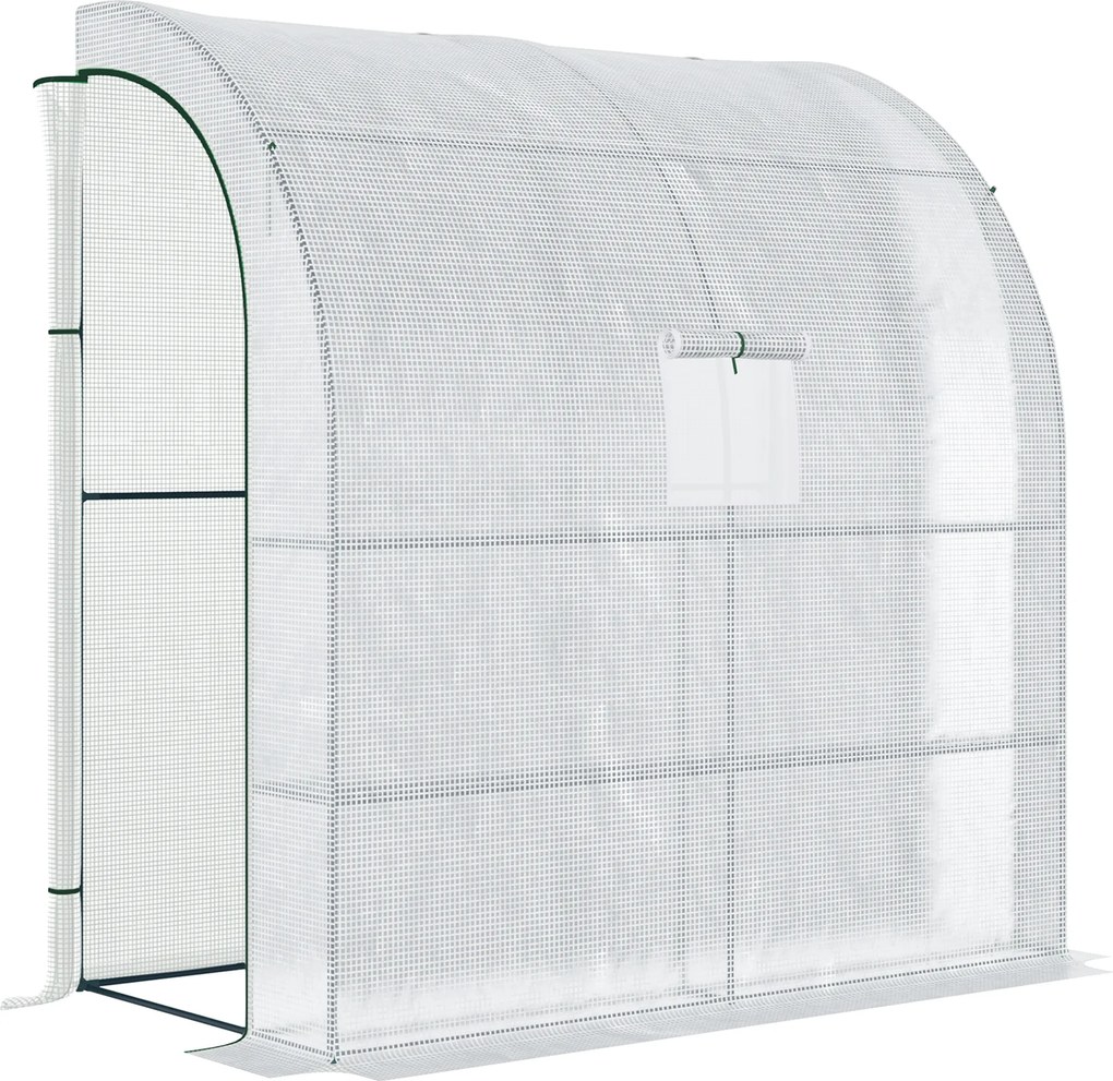 Outsunny Estufa Pequena Estufa de Exterior com Janelas Prateleiras de 3 Níveis Estufa para Cultivo de Plantas Flores 200x100x215 cm Branco | Aosom Portugal