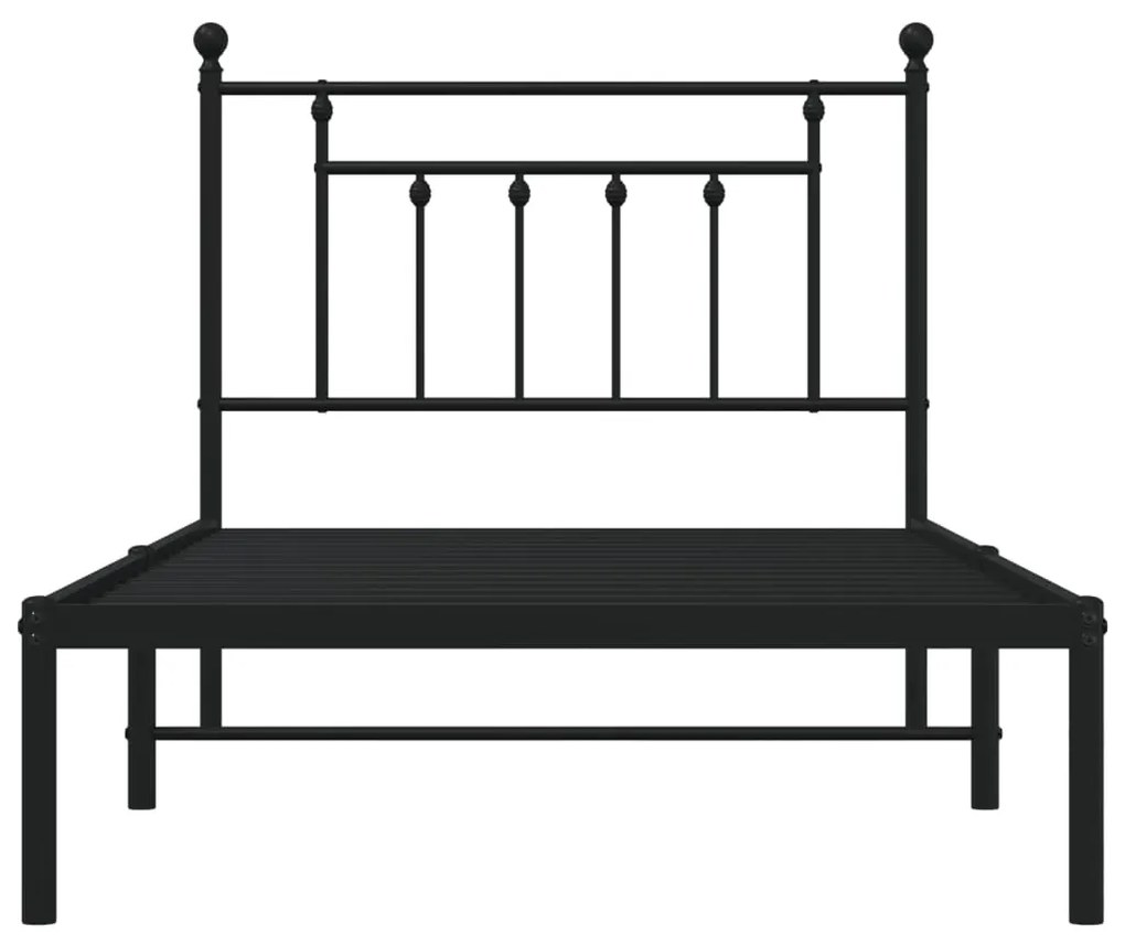 Estrutura de cama com cabeceira 100x190 cm metal preto