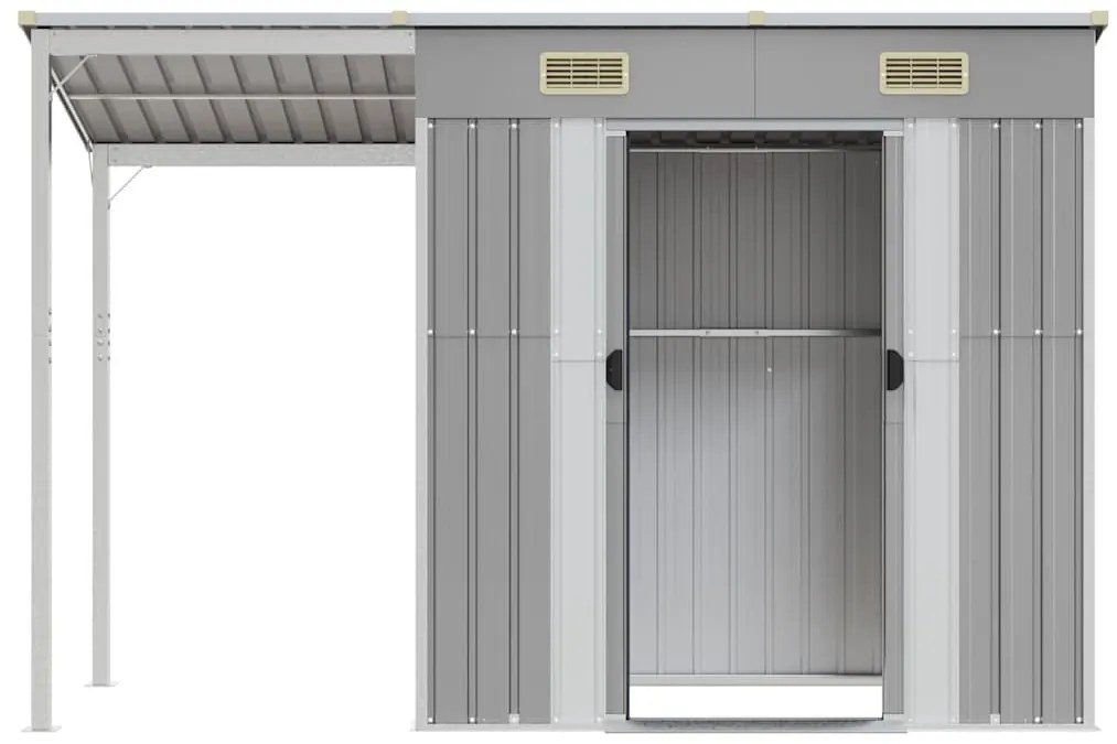 Abrigo de jardim com alpendre 277x107x181 cm aço cinza-claro