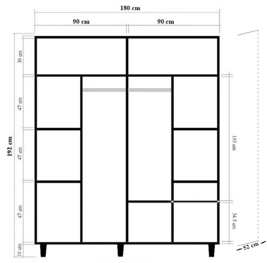 Guarda-roupa Imaj – Carvalho Sonoma – 180x192x52 cm