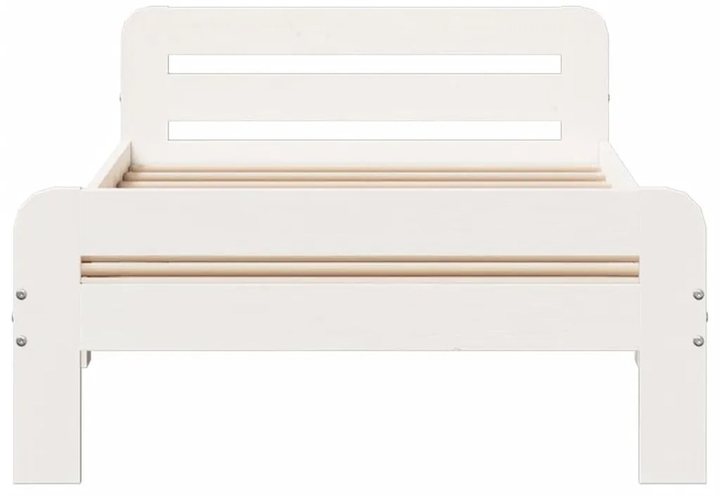 Cama sem colchão 75x190 cm madeira de pinho maciça branco