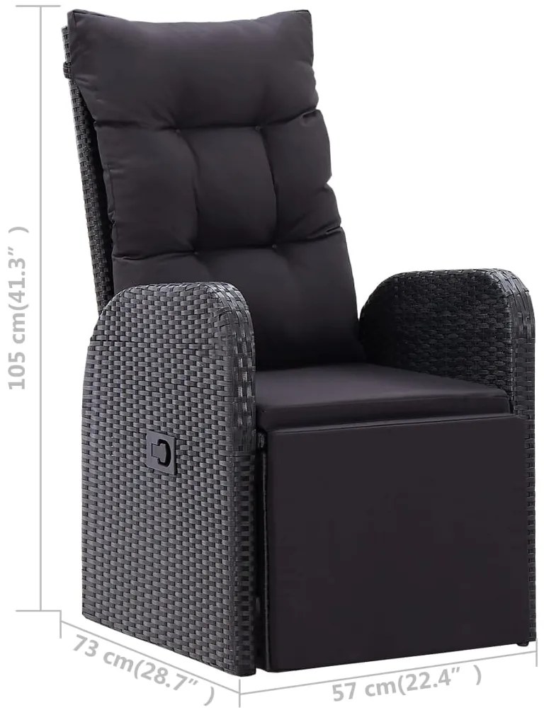 7 pcs conjunto de jantar para jardim preto