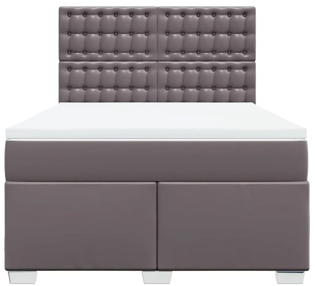 Cama com molas/colchão 160x200 cm couro artificial cinzento