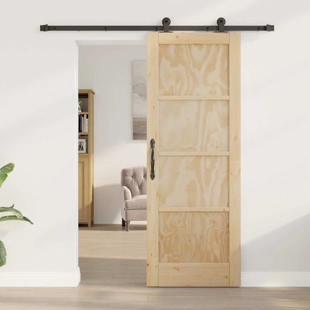 Porta Deslizante vidaXL com Conjunto de Ferragens 73.5x198.5 cm Madeir
