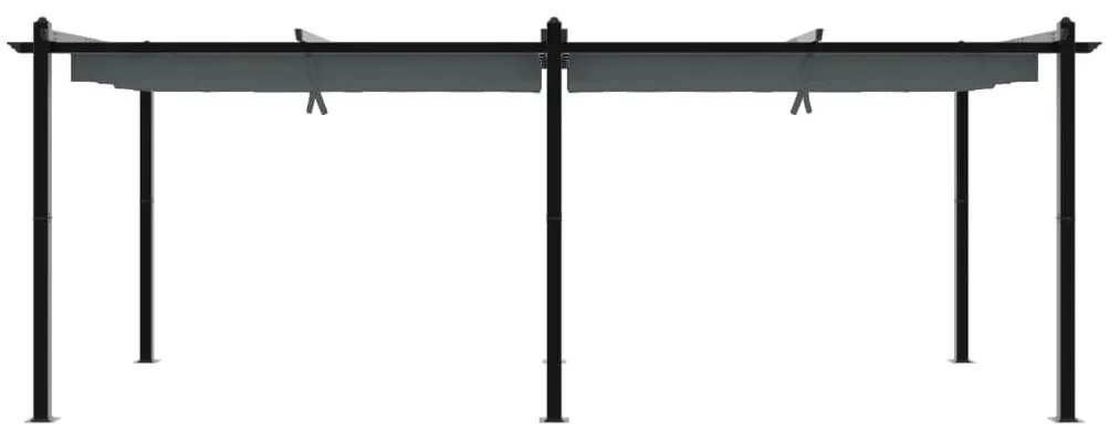 Gazebo de jardim com teto retrátil 3x6 m alumínio antracite