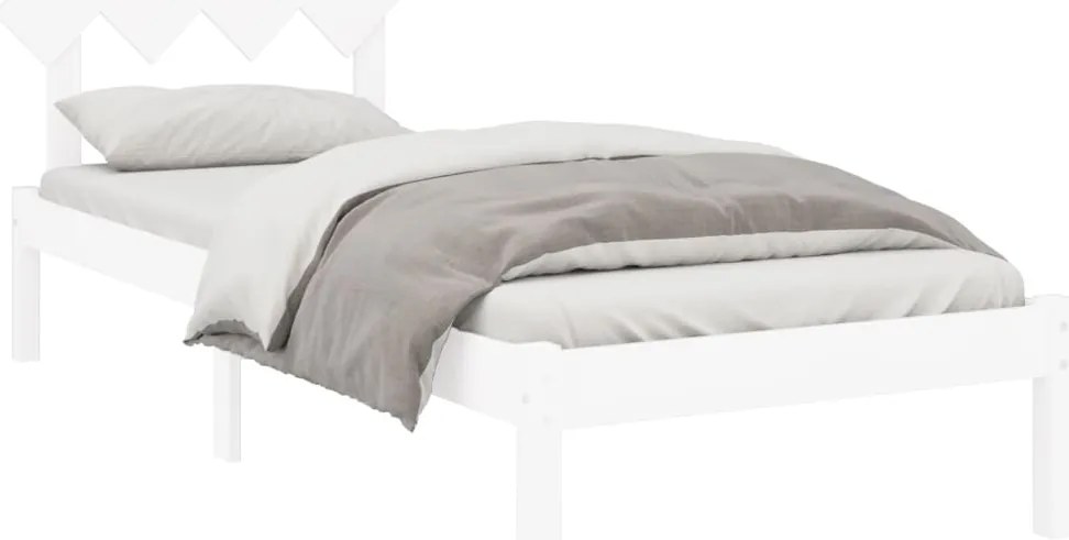 Estrutura de cama 90x200 cm madeira maciça branco