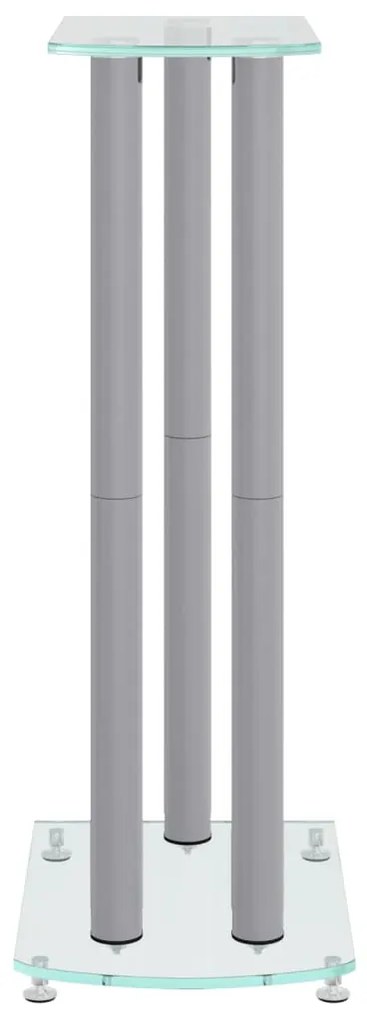 Suportes colunas 2pcs vidro temperado design 3 pilares prateado