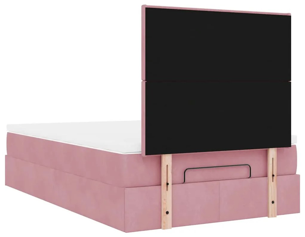 Estrutura de cama otomana com colchões 120x200 cm veludo rosa