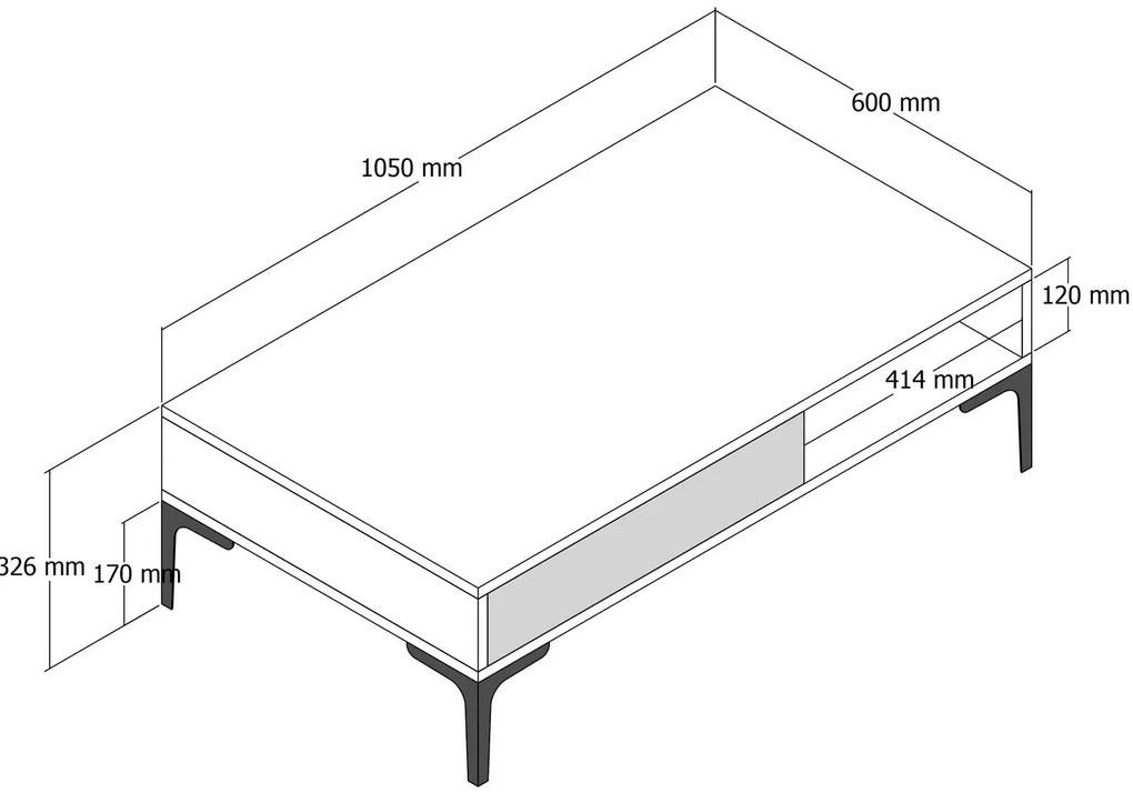 Mesa de Centro Istanbul – Branco – 105x32,6x60 cm
