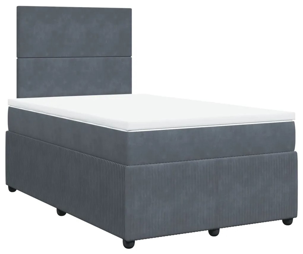 Cama boxspring com colchão 120x200 cm veludo cinzento-escuro