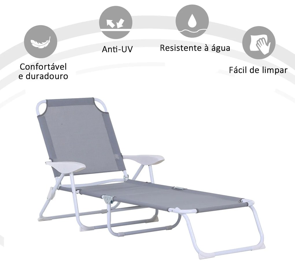 Outsunny Espreguiçadeira de jardim reclinável e dobrável com encosto a