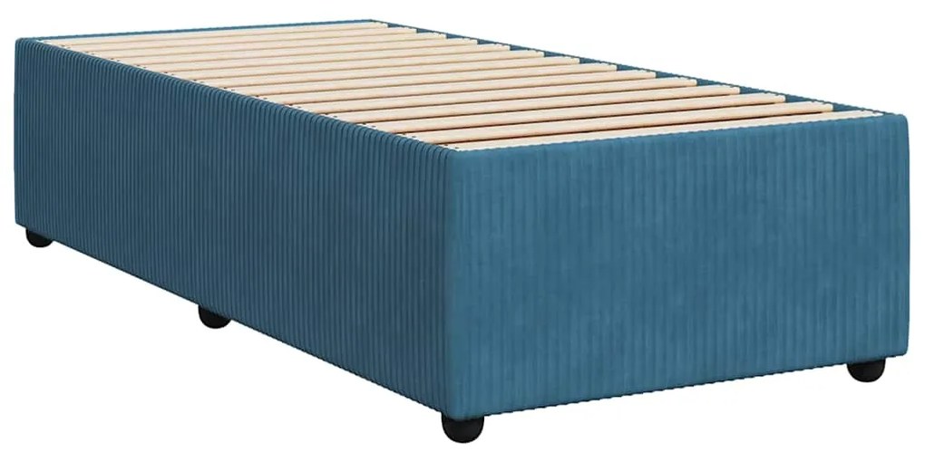 Cama boxspring com colchão 100x200 cm veludo azul