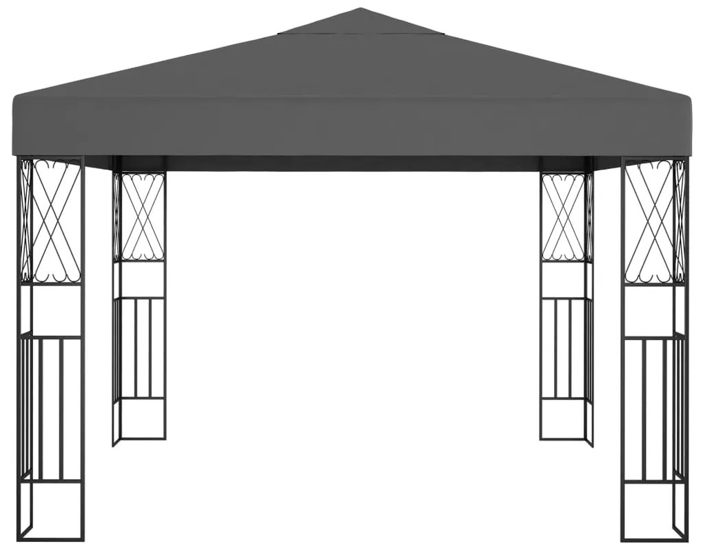 Gazebo com cordões de luzes LED 3x3 m tecido antracite