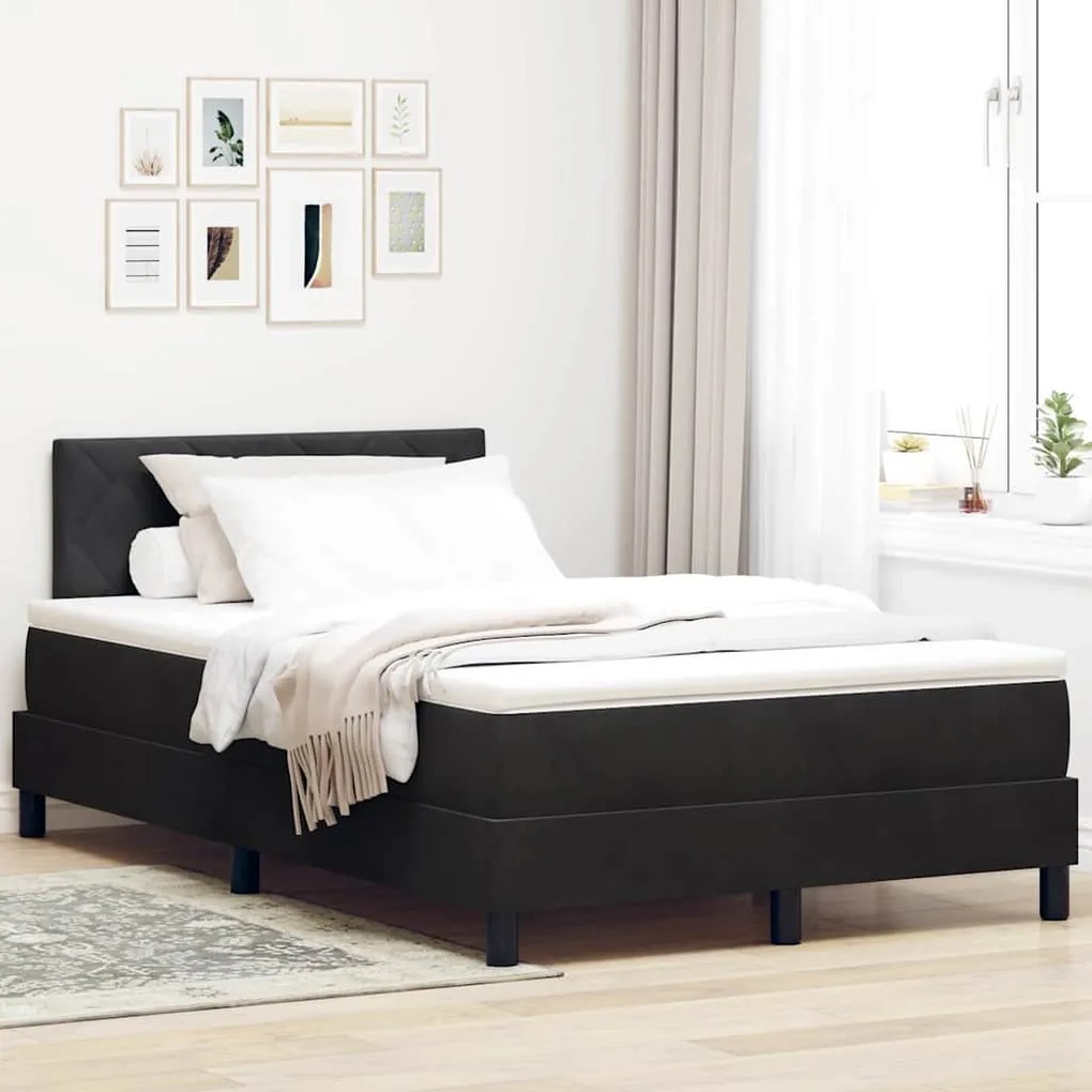 vidaXL Cama Box com colchão com cabeceira Preto 120 x 190 cm Veludo
