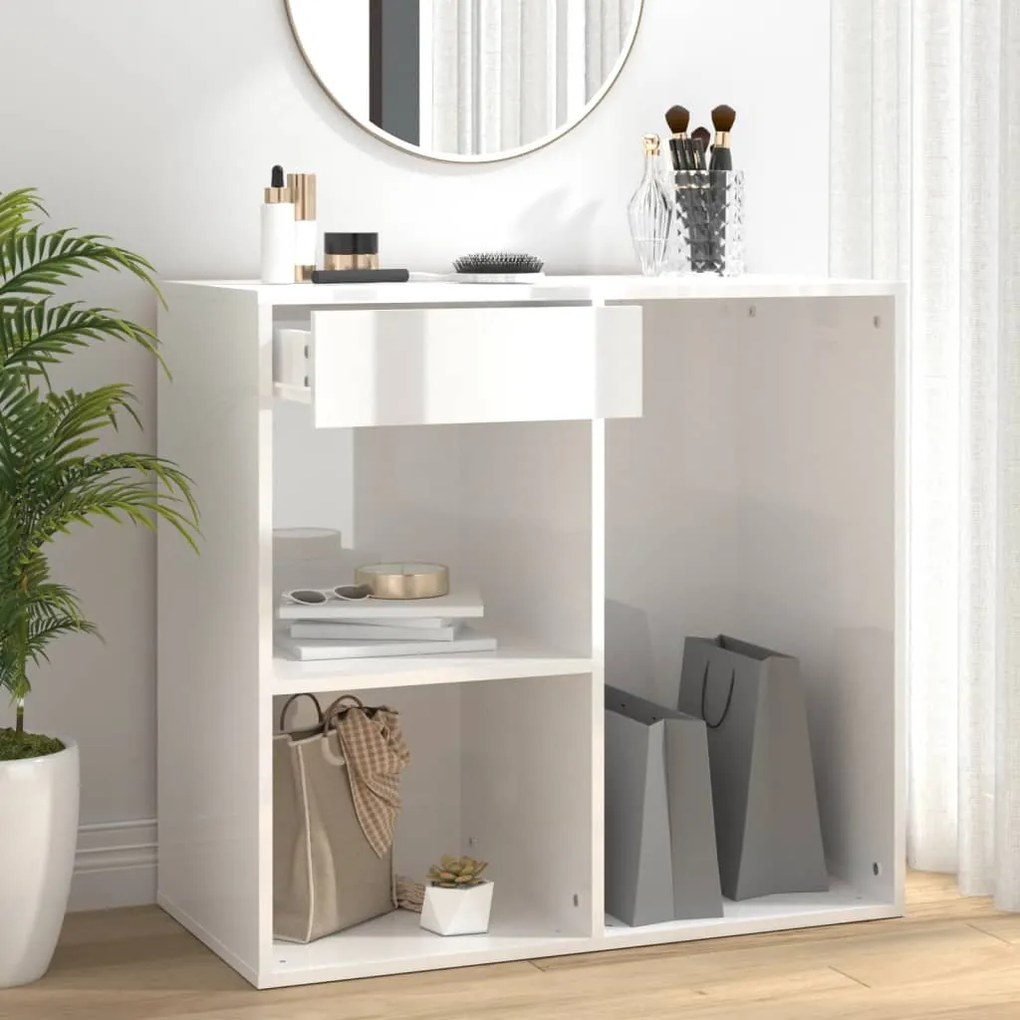 808843 vidaXL Armário de cosmética 80x40x75 cm madeira branco brilhante