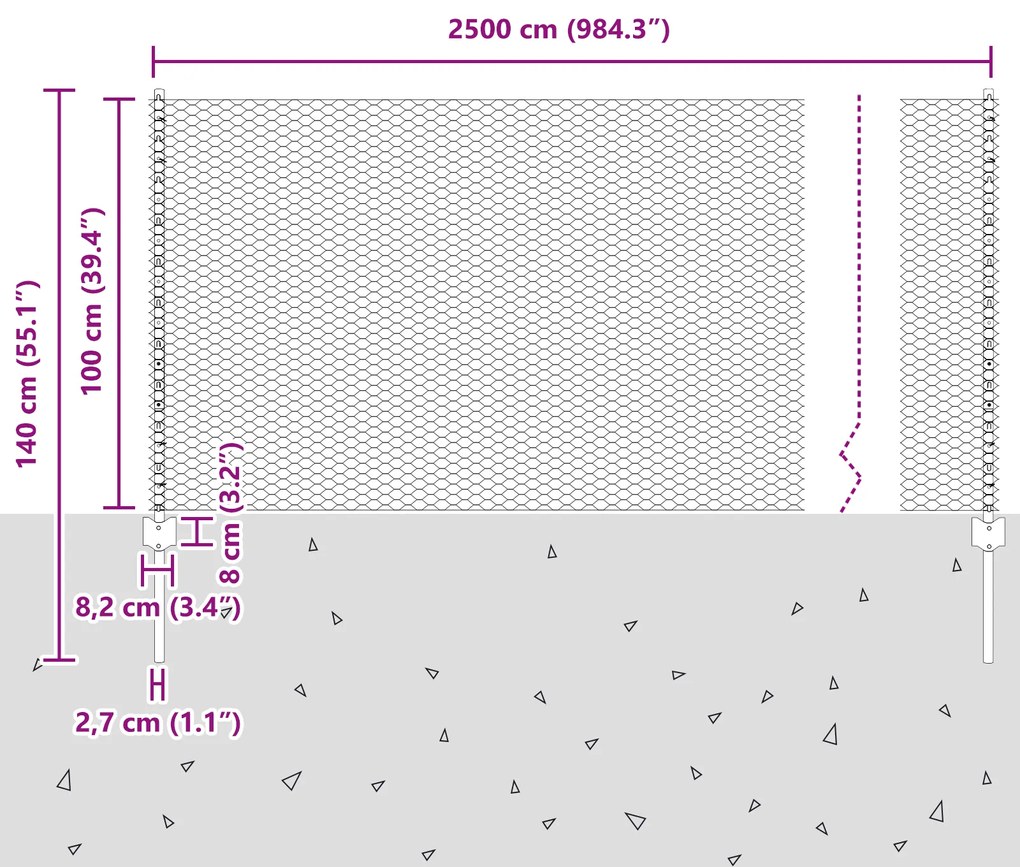Conjunto de Cerca de Jardim em Aço Galvanizado Conjunto de 2 Cinza