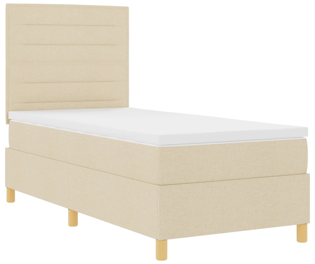 Cama Box Spring com Colchão Creme 100x200 cm Tecido