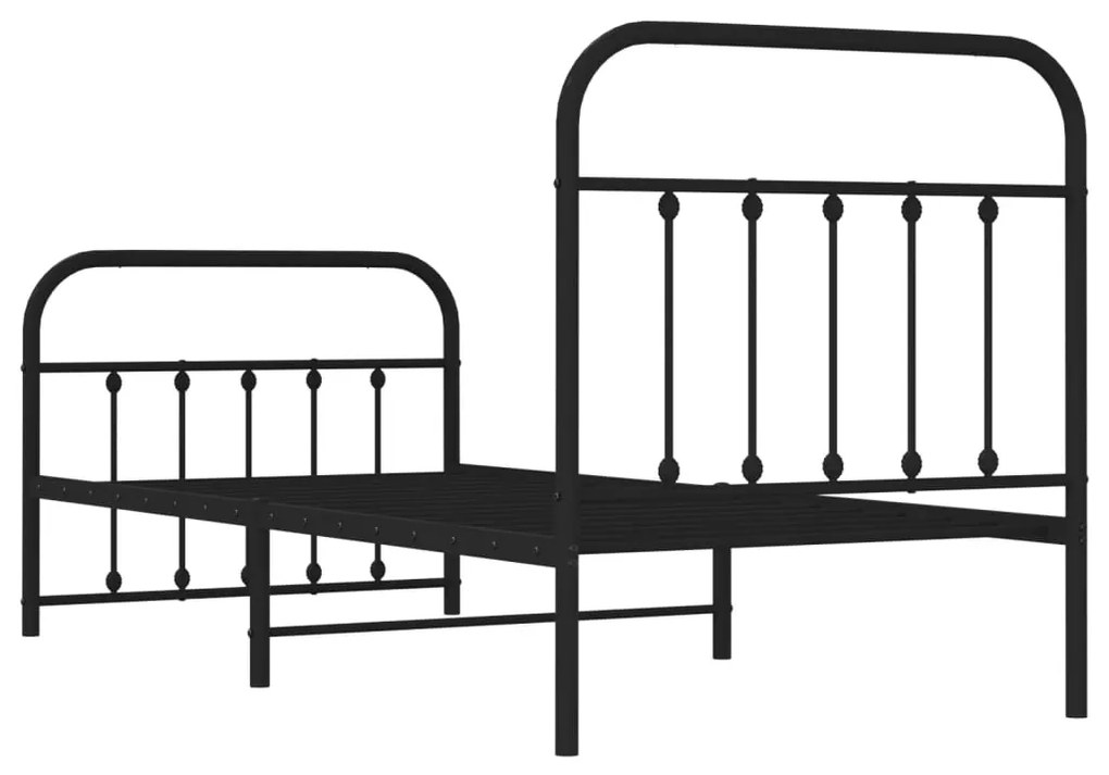 Estrutura de cama com cabeceira e pés 90x190 cm metal preto