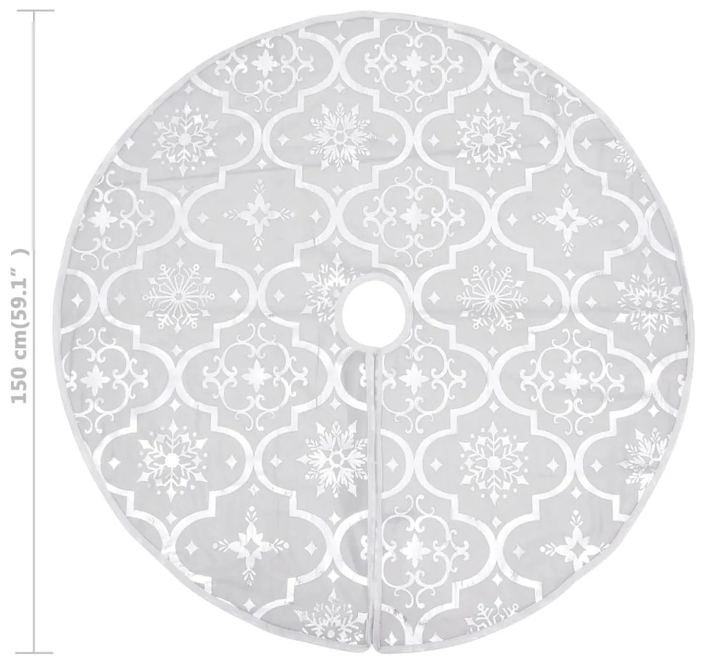 Saia de árvore de Natal luxuosa 150 cm com meia tecido branco