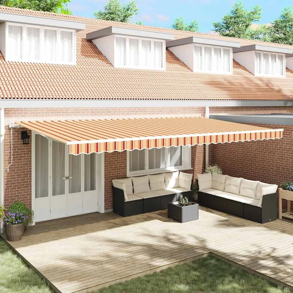 vidaXL Toldo Retrátil Amarelo e laranja 600 × 350 cm amarelo e laranja