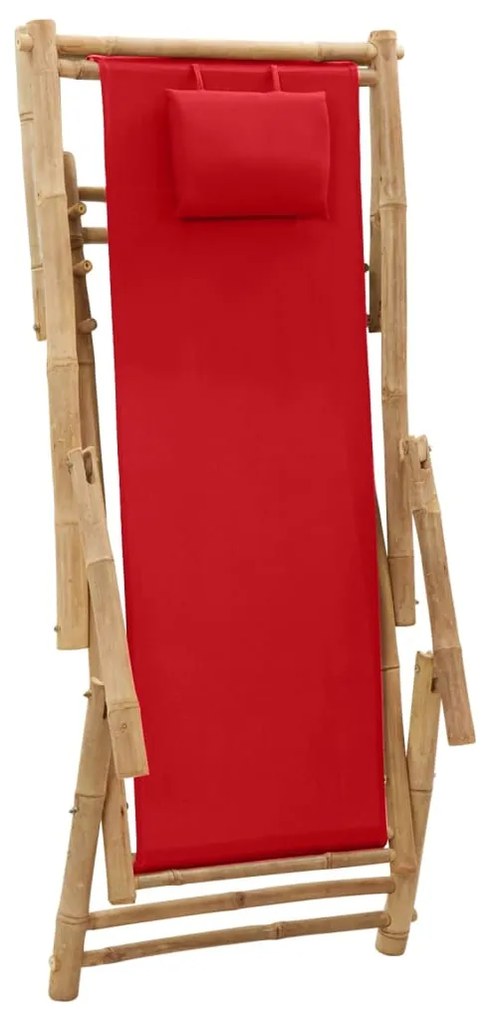 Cadeira de terraço de bambu e lona vermelho