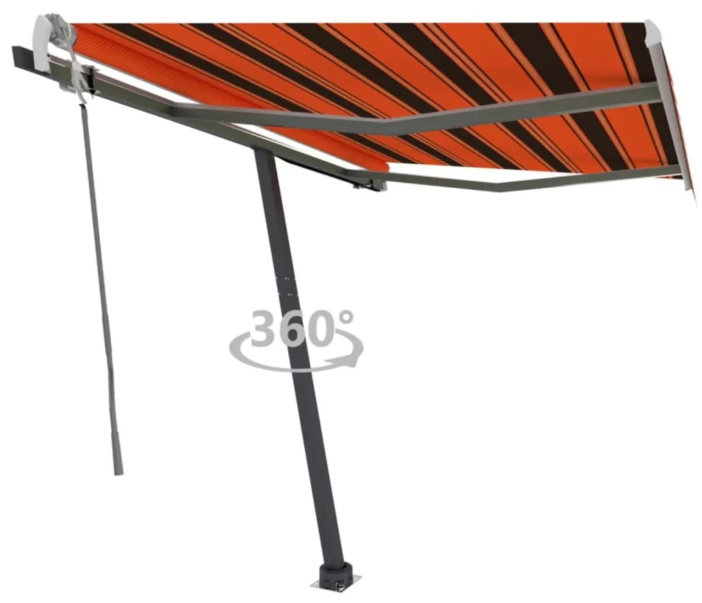 Toldo retrátil manual independente 300x250cm laranja e castanho