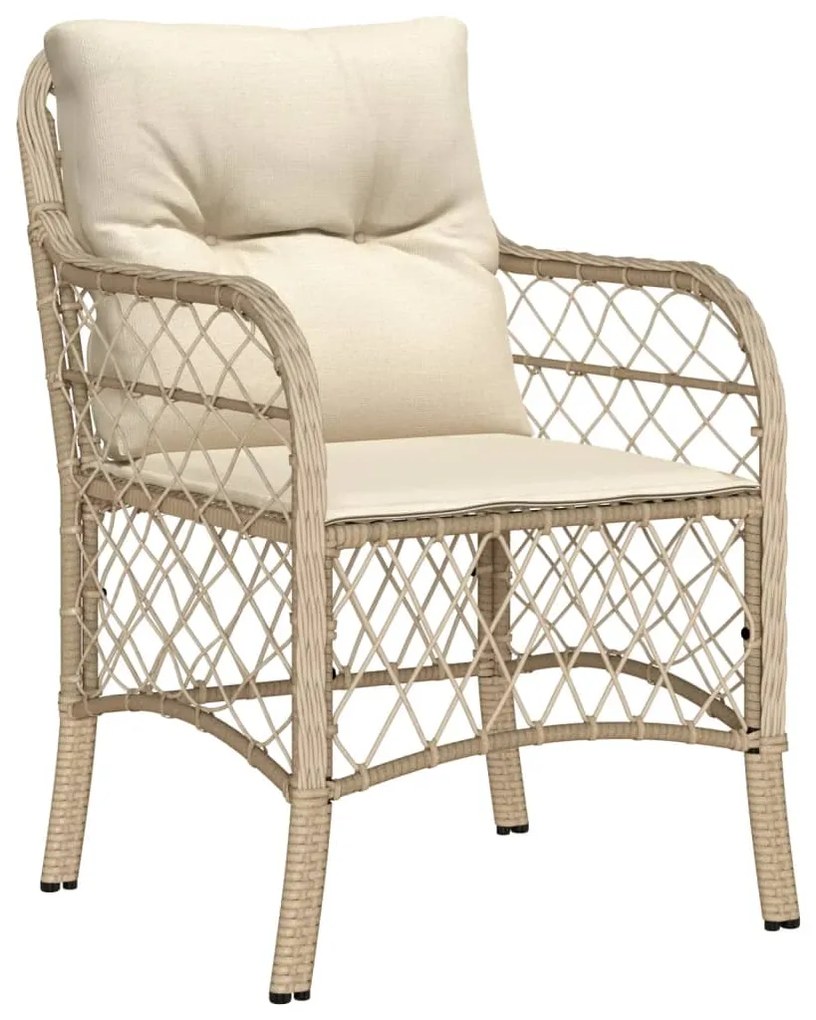 9 pcs conjunto de jantar p/ jardim com almofadões vime PE bege