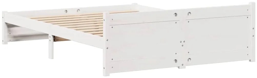 Cama sem colchão 140x200 cm madeira de pinho maciça branco