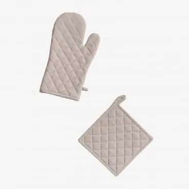 Conjunto De Luvas E Pano De Forno Nedeliya Cinzento Areia - Sklum