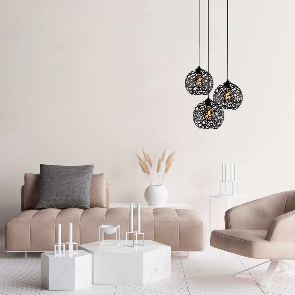 Candeeiro de Teto Fellini – Preto – Diâmetro 65 cm, Altura 117 cm