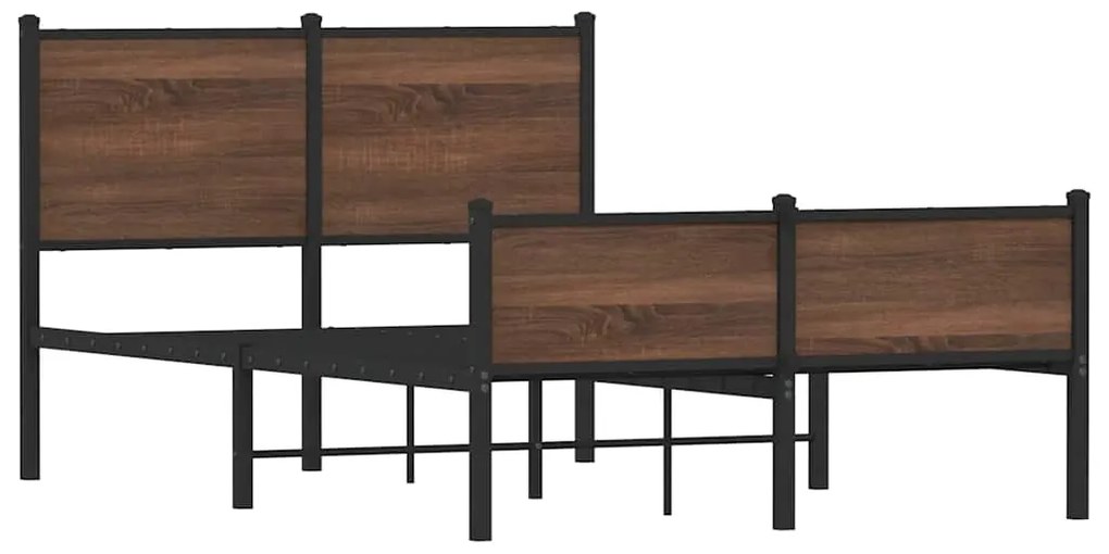 Estrutura de cama sem colchão 120x200cm metal carvalho castanho