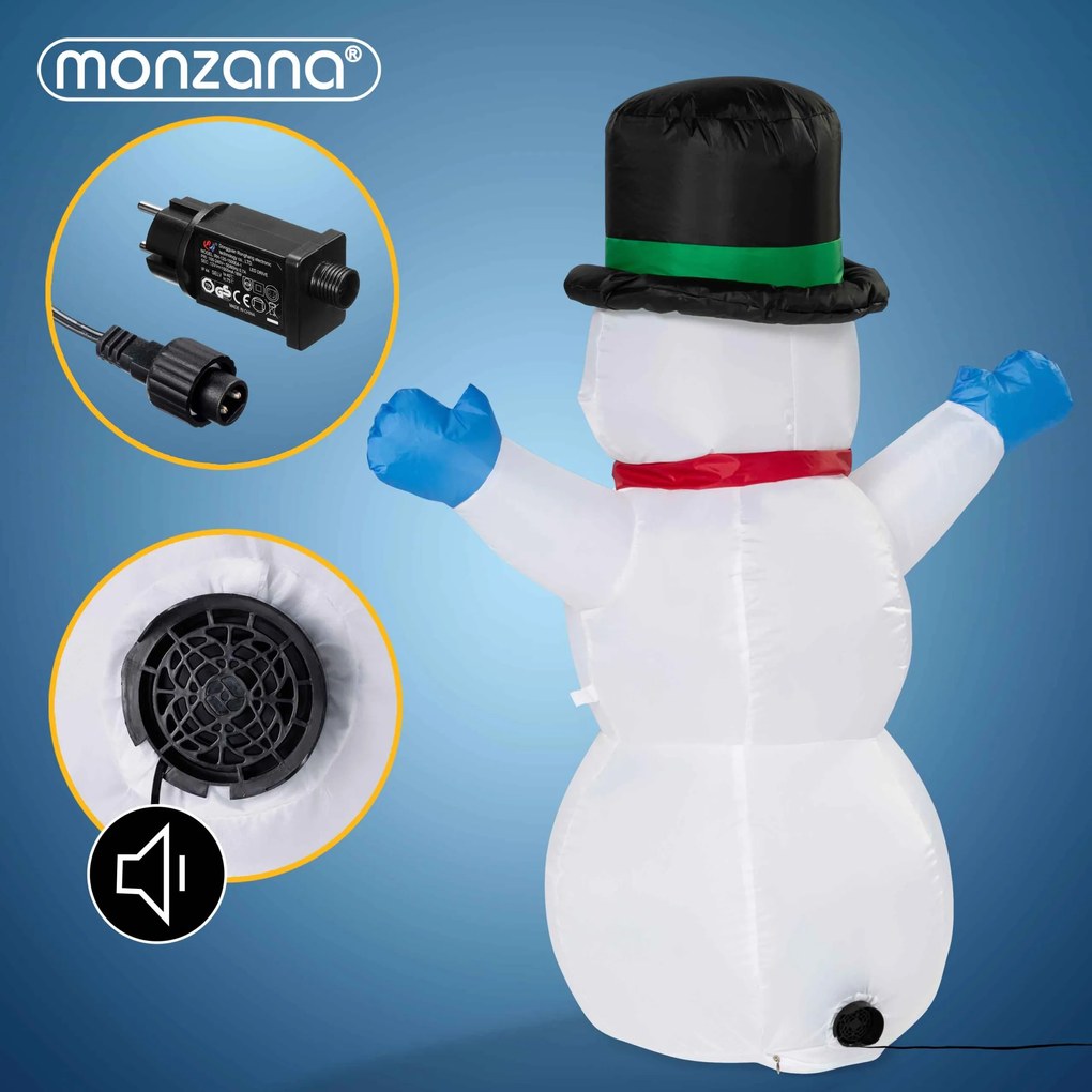 Boneco de neve insuflável XL iluminado 120 x 100 x 50 cm Branco