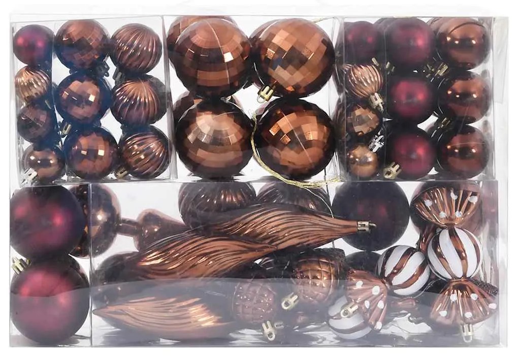 Enfeites de Natal 98 pcs Ø3/4/6 cm castanho